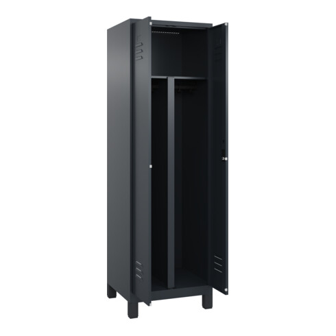 C+P PSA Doppel-Spind Classic PLUS, Füße, 2 Abteile, 1950x600x500mm, 7016/7016 Verschluss Zylinderschloss