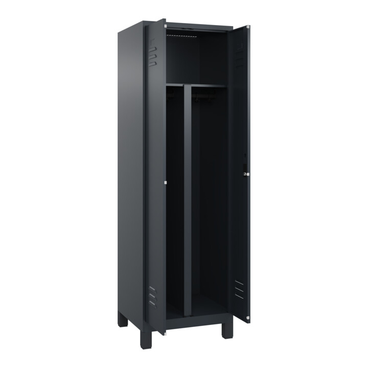 C+P PSA Doppel-Spind Classic PLUS, Füße, 2 Abteile, 1950x600x500mm, 7016/7016 Verschluss Zylinderschloss