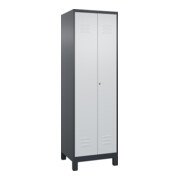 C+P PSA Doppel-Spind Classic PLUS, Füße, 2 Abteile, 1950x600x500mm, 7016/7035 Verschluss Zylinderschloss