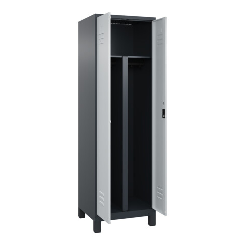 C+P PSA Doppel-Spind Classic PLUS, Füße, 2 Abteile, 1950x600x500mm, 7016/7035 Verschluss Zylinderschloss