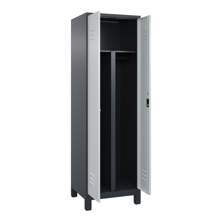 C+P PSA Doppel-Spind Classic PLUS, Füße, 2 Abteile, 1950x600x500mm, 7016/7035 Verschluss Zylinderschloss