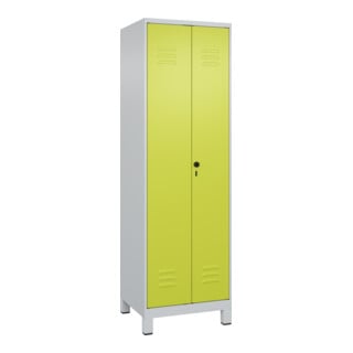 C+P PSA Doppel-Spind Classic PLUS, Füße, 2 Abteile, 1950x600x500mm, 7035/0024 Verschluss Sicherheits-Drehriegel