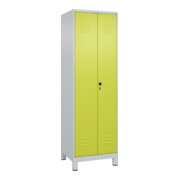 C+P PSA Doppel-Spind Classic PLUS, Füße, 2 Abteile, 1950x600x500mm, 7035/0024 Verschluss Sicherheits-Drehriegel