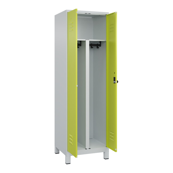 C+P PSA Doppel-Spind Classic PLUS, Füße, 2 Abteile, 1950x600x500mm, 7035/0024 Verschluss Sicherheits-Drehriegel