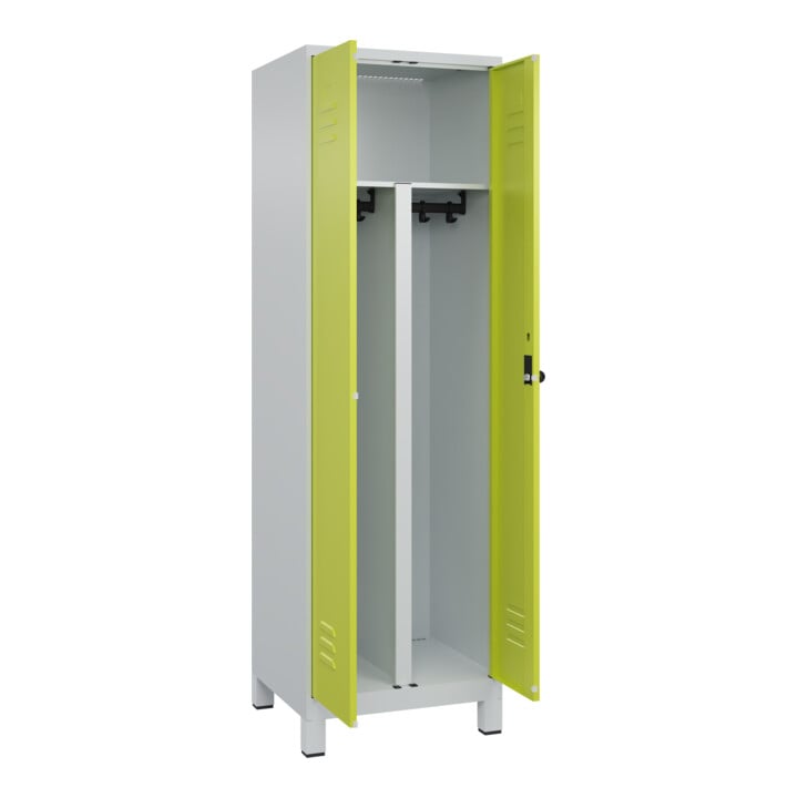 C+P PSA Doppel-Spind Classic PLUS, Füße, 2 Abteile, 1950x600x500mm, 7035/0024 Verschluss Sicherheits-Drehriegel