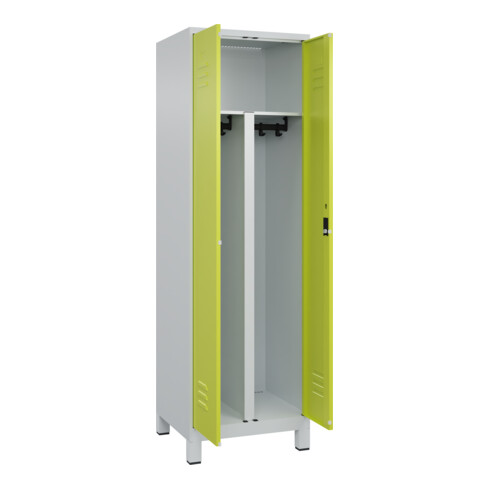 C+P PSA Doppel-Spind Classic PLUS, Füße, 2 Abteile, 1950x600x500mm, 7035/0024 Verschluss Zylinderschloss