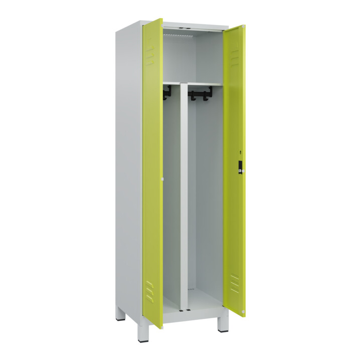 C+P PSA Doppel-Spind Classic PLUS, Füße, 2 Abteile, 1950x600x500mm, 7035/0024 Verschluss Zylinderschloss