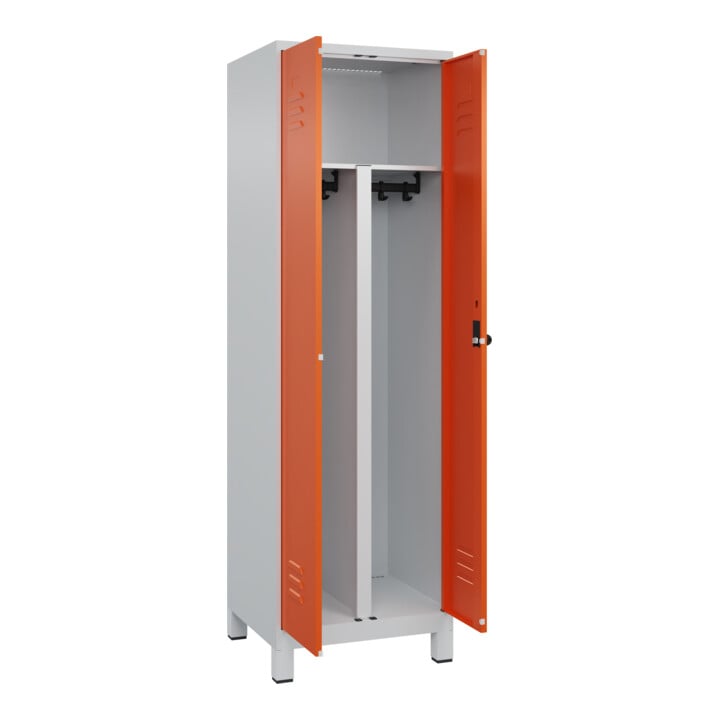 C+P PSA Doppel-Spind Classic PLUS, Füße, 2 Abteile, 1950x600x500mm, 7035/2004 Verschluss Sicherheits-Drehriegel