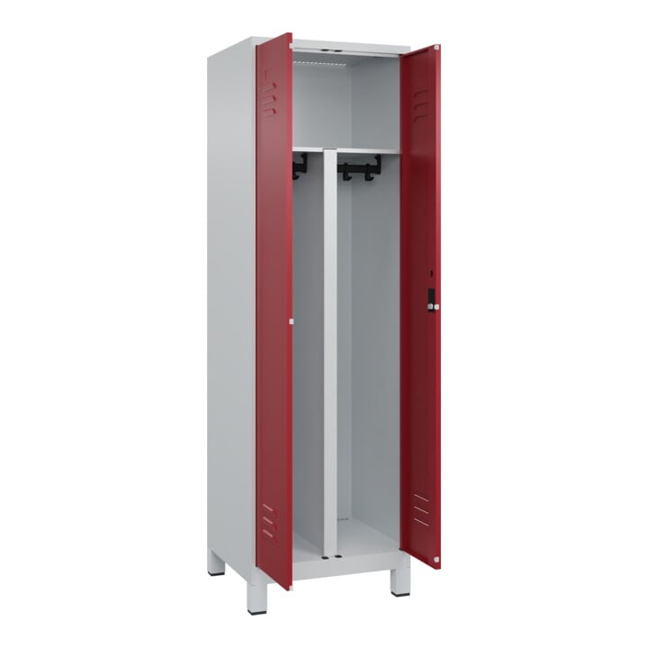 C+P PSA Doppel-Spind Classic PLUS, Füße, 2 Abteile, 1950x600x500mm, 7035/3003 Verschluss Zylinderschloss