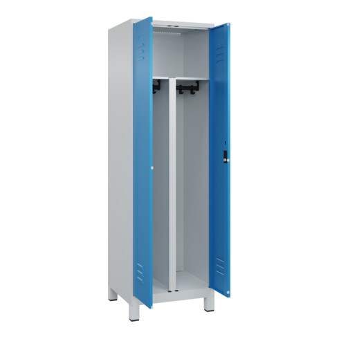 C+P PSA Doppel-Spind Classic PLUS, Füße, 2 Abteile, 1950x600x500mm, 7035/5012 Verschluss Zylinderschloss
