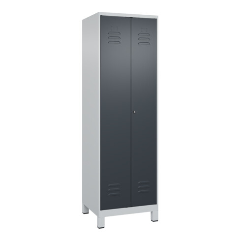 C+P PSA Doppel-Spind Classic PLUS, Füße, 2 Abteile, 1950x600x500mm, 7035/7016 Verschluss Zylinderschloss