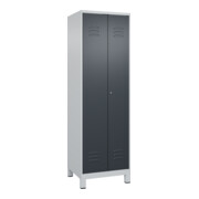 C+P PSA Doppel-Spind Classic PLUS, Füße, 2 Abteile, 1950x600x500mm, 7035/7016 Verschluss Zylinderschloss