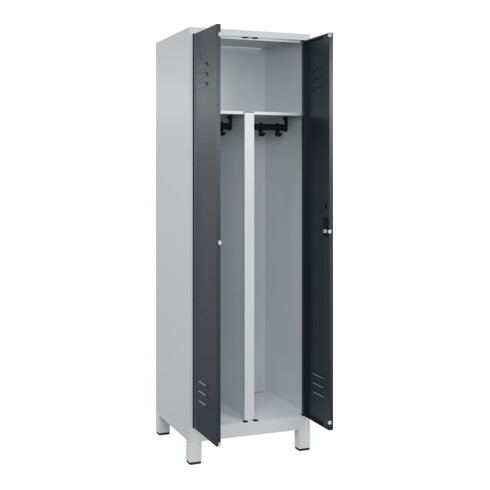 C+P PSA Doppel-Spind Classic PLUS, Füße, 2 Abteile, 1950x600x500mm, 7035/7016 Verschluss Zylinderschloss