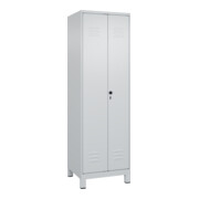 C+P PSA Doppel-Spind Classic PLUS, Füße, 2 Abteile, 1950x600x500mm, 7035/7035 Verschluss Sicherheits-Drehriegel