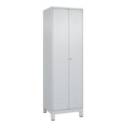 C+P PSA Doppel-Spind Classic PLUS, Füße, 2 Abteile, 1950x600x500mm, 7035/7035 Verschluss Zylinderschloss