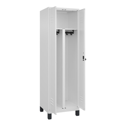 C+P PSA Doppel-Spind Classic PLUS, Füße, 2 Abteile, 1950x600x500mm, 9016/9016 Verschluss Sicherheits-Drehriegel
