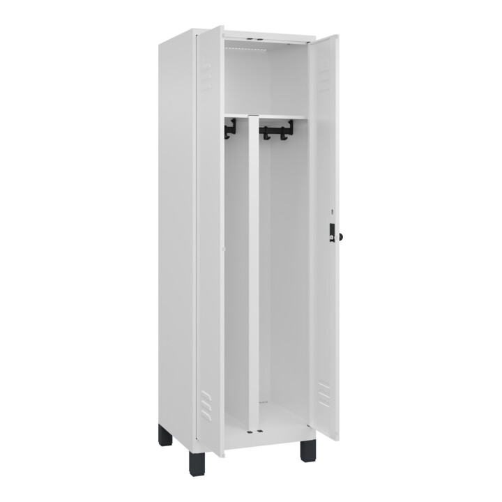 C+P PSA Doppel-Spind Classic PLUS, Füße, 2 Abteile, 1950x600x500mm, 9016/9016 Verschluss Sicherheits-Drehriegel