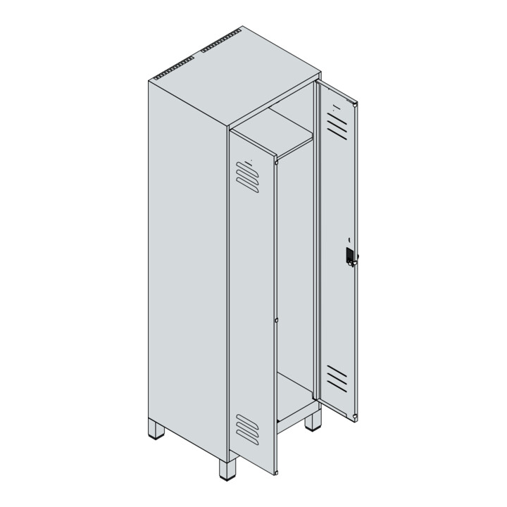 C+P PSA Doppel-Spind Classic PLUS, Füße, 2 Abteile, 1950x600x500mm, 9016/9016 Verschluss Sicherheits-Drehriegel
