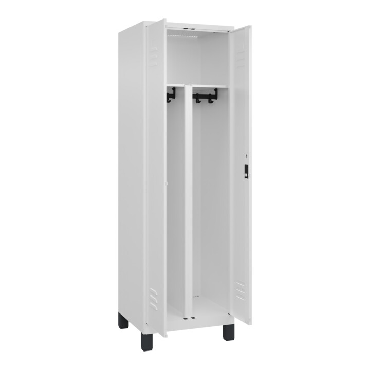 C+P PSA Doppel-Spind Classic PLUS, Füße, 2 Abteile, 1950x600x500mm, 9016/9016 Verschluss Zylinderschloss