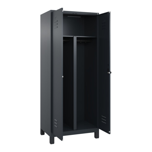 C+P PSA Doppel-Spind Classic PLUS, Füße, 2 Abteile, 1950x800x500mm, 7016/7016 Verschluss Sicherheits-Drehriegel