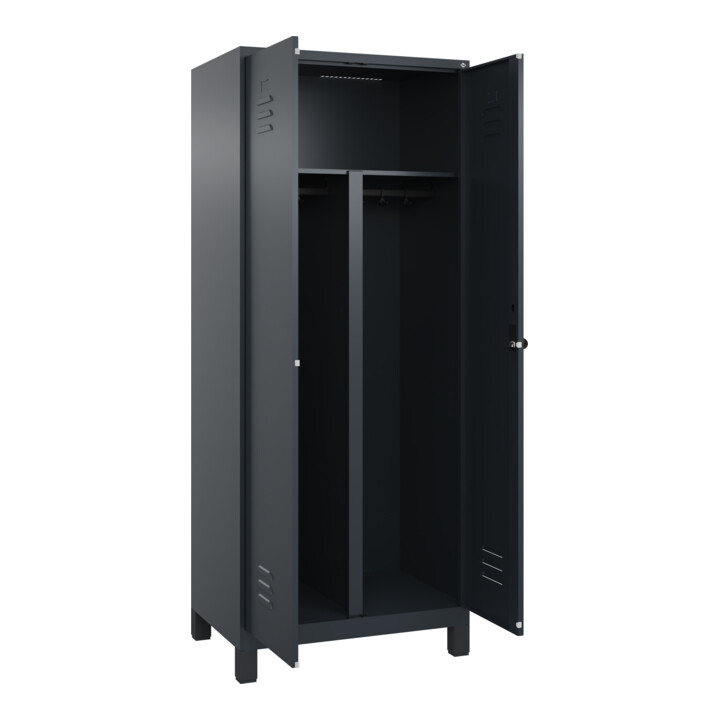 C+P PSA Doppel-Spind Classic PLUS, Füße, 2 Abteile, 1950x800x500mm, 7016/7016 Verschluss Sicherheits-Drehriegel
