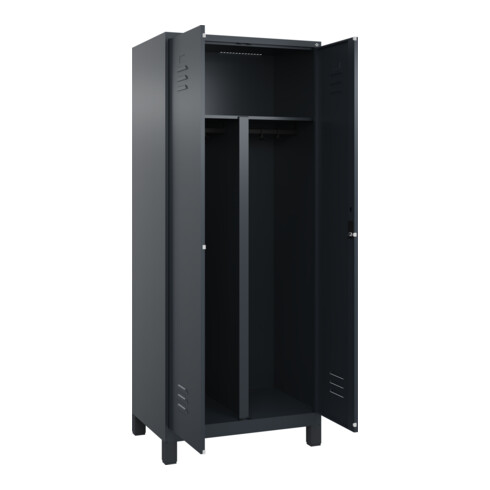 C+P PSA Doppel-Spind Classic PLUS, Füße, 2 Abteile, 1950x800x500mm, 7016/7016 Verschluss Zylinderschloss