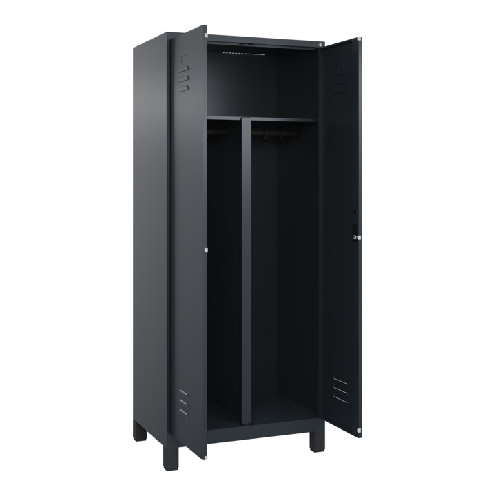C+P PSA Doppel-Spind Classic PLUS, Füße, 2 Abteile, 1950x800x500mm, 7016/7016 Verschluss Zylinderschloss