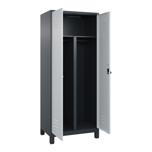 C+P PSA Doppel-Spind Classic PLUS, Füße, 2 Abteile, 1950x800x500mm, 7016/7035 Verschluss Sicherheits-Drehriegel