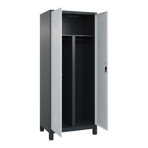 C+P PSA Doppel-Spind Classic PLUS, Füße, 2 Abteile, 1950x800x500mm, 7016/7035 Verschluss Zylinderschloss