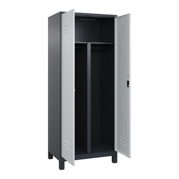 C+P PSA Doppel-Spind Classic PLUS, Füße, 2 Abteile, 1950x800x500mm, 7016/7035 Verschluss Zylinderschloss