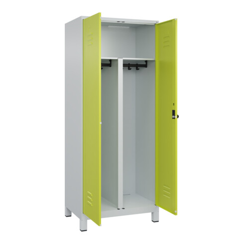 C+P PSA Doppel-Spind Classic PLUS, Füße, 2 Abteile, 1950x800x500mm, 7035/0024 Verschluss Sicherheits-Drehriegel
