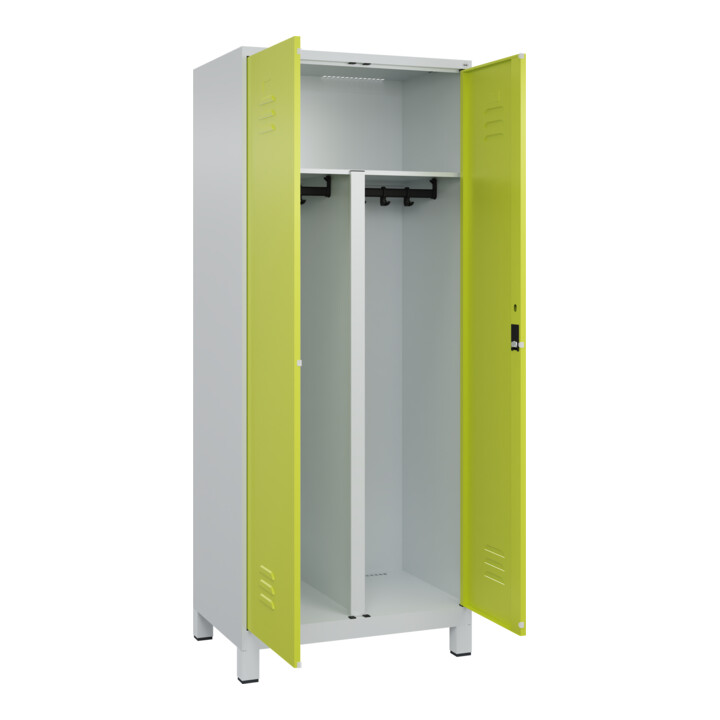 C+P PSA Doppel-Spind Classic PLUS, Füße, 2 Abteile, 1950x800x500mm, 7035/0024 Verschluss Zylinderschloss