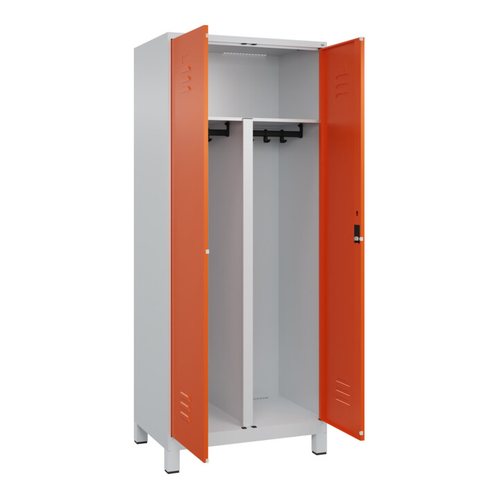 C+P PSA Doppel-Spind Classic PLUS, Füße, 2 Abteile, 1950x800x500mm, 7035/2004 Verschluss Zylinderschloss