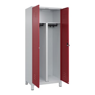 C+P PSA Doppel-Spind Classic PLUS, Füße, 2 Abteile, 1950x800x500mm, 7035/3003 Verschluss Sicherheits-Drehriegel