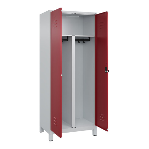 C+P PSA Doppel-Spind Classic PLUS, Füße, 2 Abteile, 1950x800x500mm, 7035/3003 Verschluss Sicherheits-Drehriegel