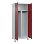 C+P PSA Doppel-Spind Classic PLUS, Füße, 2 Abteile, 1950x800x500mm, 7035/3003 Verschluss Sicherheits-Drehriegel