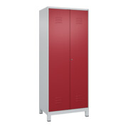 C+P PSA Doppel-Spind Classic PLUS, Füße, 2 Abteile, 1950x800x500mm, 7035/3003 Verschluss Zylinderschloss