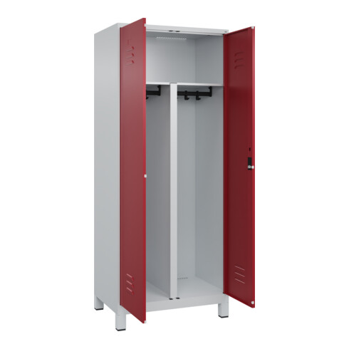 C+P PSA Doppel-Spind Classic PLUS, Füße, 2 Abteile, 1950x800x500mm, 7035/3003 Verschluss Zylinderschloss