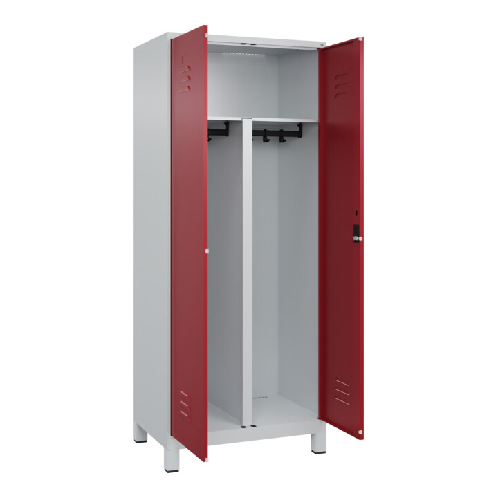 C+P PSA Doppel-Spind Classic PLUS, Füße, 2 Abteile, 1950x800x500mm, 7035/3003 Verschluss Zylinderschloss