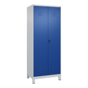 C+P PSA Doppel-Spind Classic PLUS, Füße, 2 Abteile, 1950x800x500mm, 7035/5010 Verschluss Sicherheits-Drehriegel