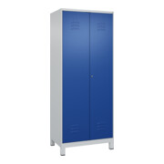 C+P PSA Doppel-Spind Classic PLUS, Füße, 2 Abteile, 1950x800x500mm, 7035/5010 Verschluss Zylinderschloss