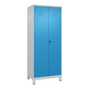 C+P PSA Doppel-Spind Classic PLUS, Füße, 2 Abteile, 1950x800x500mm, 7035/5012 Verschluss Sicherheits-Drehriegel