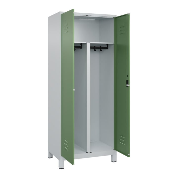 C+P PSA Doppel-Spind Classic PLUS, Füße, 2 Abteile, 1950x800x500mm, 7035/6011 Verschluss Zylinderschloss