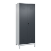 C+P PSA Doppel-Spind Classic PLUS, Füße, 2 Abteile, 1950x800x500mm, 7035/7016 Verschluss Sicherheits-Drehriegel