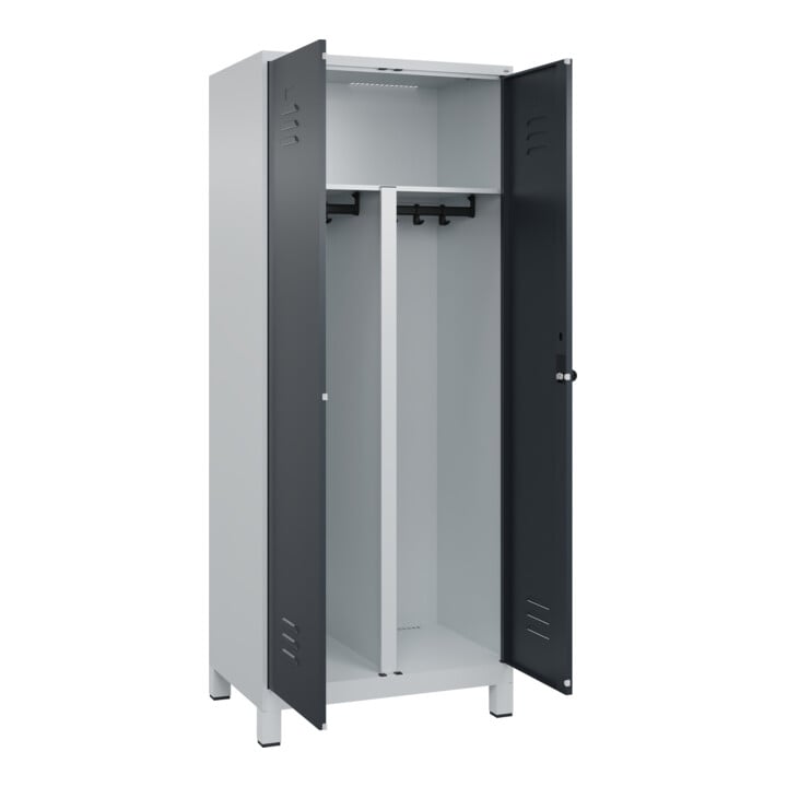 C+P PSA Doppel-Spind Classic PLUS, Füße, 2 Abteile, 1950x800x500mm, 7035/7016 Verschluss Sicherheits-Drehriegel