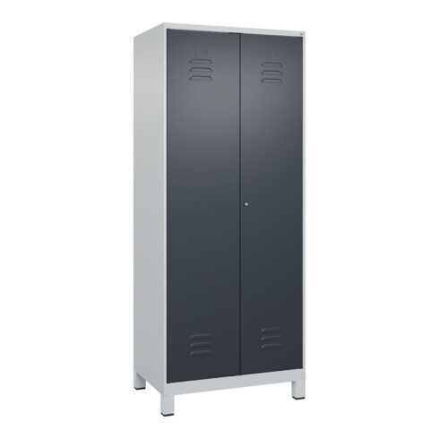 C+P PSA Doppel-Spind Classic PLUS, Füße, 2 Abteile, 1950x800x500mm, 7035/7016 Verschluss Zylinderschloss