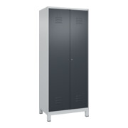 C+P PSA Doppel-Spind Classic PLUS, Füße, 2 Abteile, 1950x800x500mm, 7035/7016 Verschluss Zylinderschloss