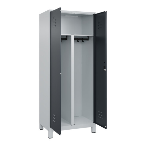 C+P PSA Doppel-Spind Classic PLUS, Füße, 2 Abteile, 1950x800x500mm, 7035/7016 Verschluss Zylinderschloss