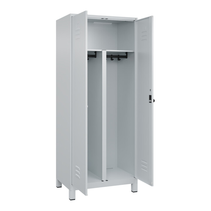 C+P PSA Doppel-Spind Classic PLUS, Füße, 2 Abteile, 1950x800x500mm, 7035/7035 Verschluss Sicherheits-Drehriegel