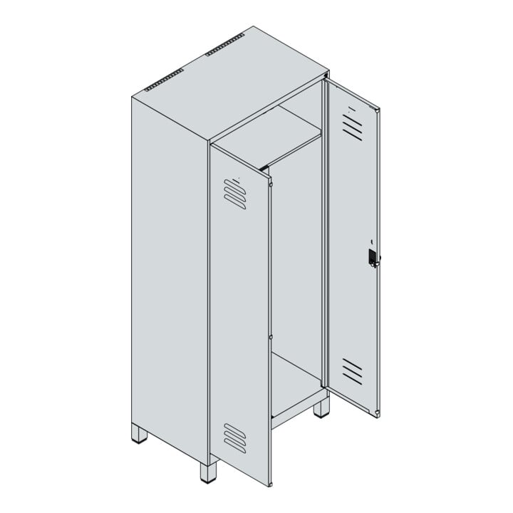 C+P PSA Doppel-Spind Classic PLUS, Füße, 2 Abteile, 1950x800x500mm, 7035/7035 Verschluss Sicherheits-Drehriegel